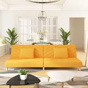Sofy i kanapy - vidaXL Lumarko 2-osobowa sofa, 2 poduszki, żółta, tapicerowana tkaniną! 337600 - miniaturka - grafika 1