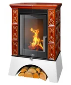 Piece wolnostojące - ABX Piecyk kaflowy Helvetia Exclusive biały cokół - Brązowy - miniaturka - grafika 1