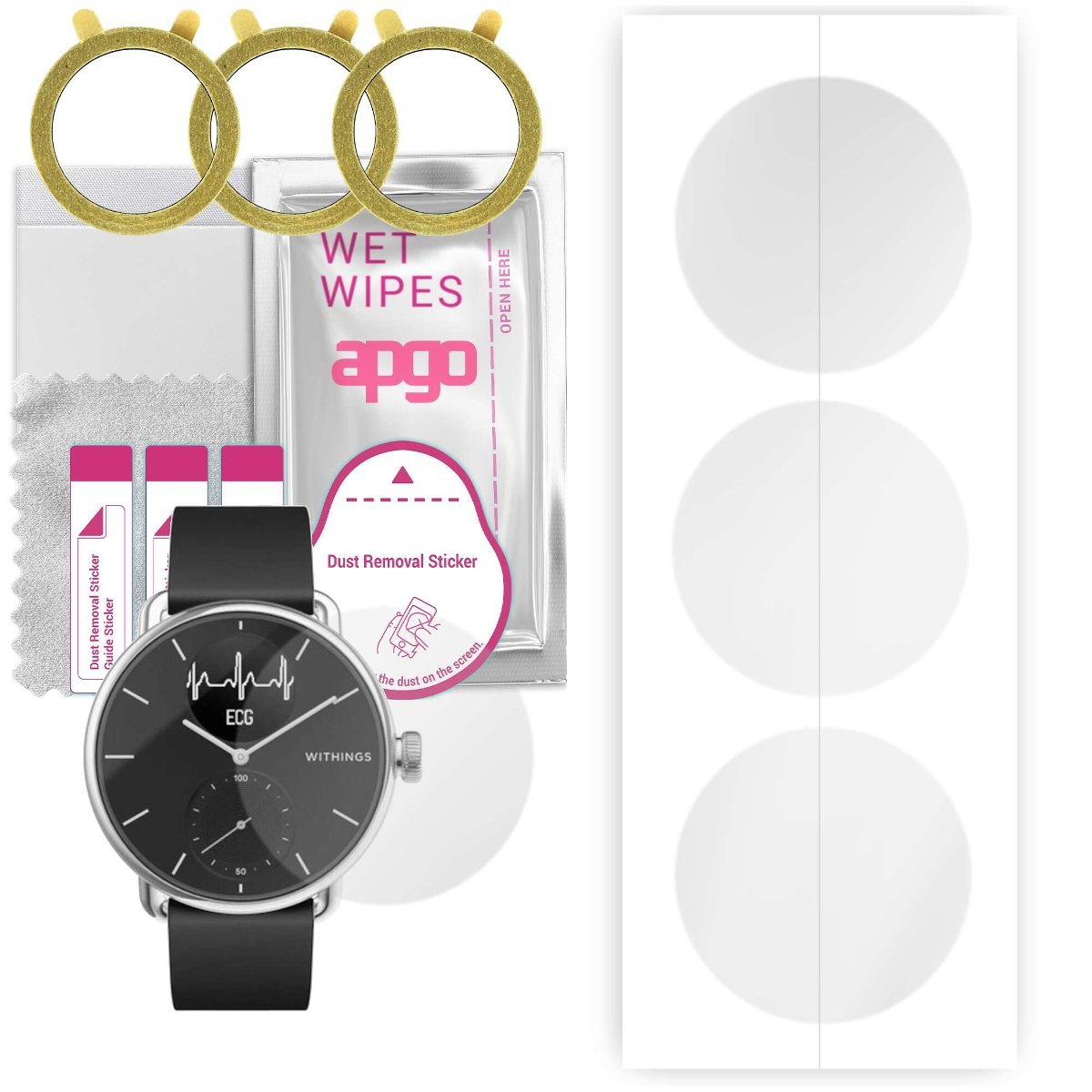 3x Folia hydrożelowa do Withings ScanWatch - apgo Smartwatch Hydrogel Protection Ochrona na ekran smartwatcha