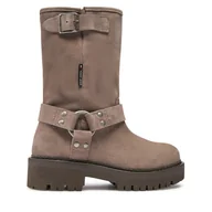 Botki damskie - Botki Tommy Jeans Tjw Urban Biker Boot Suede EN0EN02729 Szary - miniaturka - grafika 1