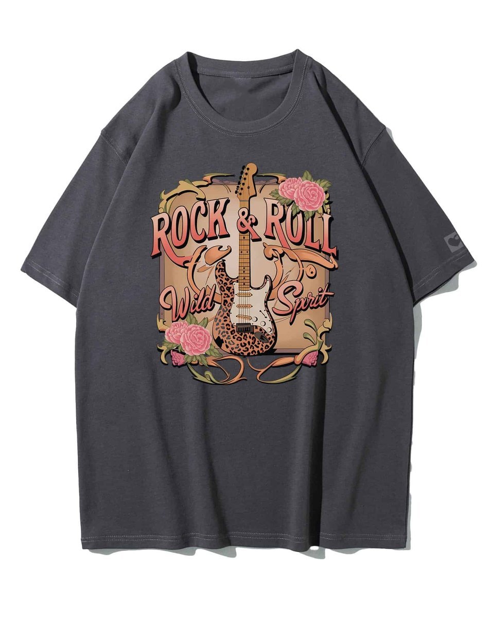 Koszulka oversize Rock & Roll Rockowa Dusza Gitara Muzyka Grafitowy S