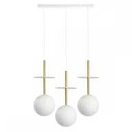 Lampy sufitowe - Szklana lampa wisząca do kuchni PLAAT A 3L PLL331P0 balls mosiądz białe - miniaturka - grafika 1