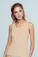 Koszulki i topy damskie - Koszulka damska klasyczna bez rękawów Clarissa Eldar beżowa  L - miniaturka - grafika 1
