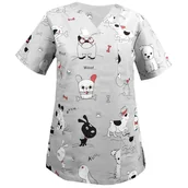 Odzież medyczna - Bluza medyczna damska fartuch kolorowy wzorek 1477 XXS - miniaturka - grafika 1