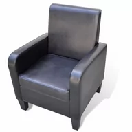 Fotele - vidaXL Miękki nowoczesny fotel ze sztucznej skóry czarny - miniaturka - grafika 1