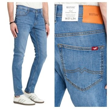 Spodnie Jeansowe Męskie Mustang Oregon Tapered Niebieskie Denim W36 L34