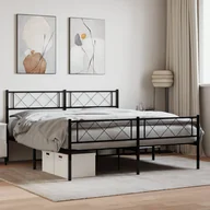 Łóżka - Metalowa rama łóżka z wezgłowiem i zanóżkiem, czarna, 140x200cm Lumarko! - miniaturka - grafika 1