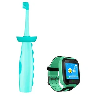 VITAMMY VITAMMY DINO różowa + zegarek VITAMMY SMART KID WATCH różowy Zestaw prezentowy szczoteczka soniczna do zębów dla dzieci i zegarek gps TOW018749 - Szczoteczki do zębów dla dzieci - miniaturka - grafika 1