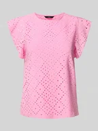 Koszulki i topy damskie - T-shirt o kroju regular fit z haftem angielskim model ‘TASSA’ - miniaturka - grafika 1