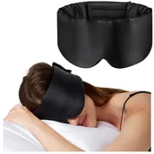 Akcesoria podróżnicze - Opaska Do Spania JEDWAB Maska Zaciemniająca Regulowana Jakość PREMIUM czerń - miniaturka - grafika 1