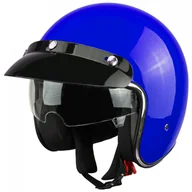 Kaski motocyklowe - Kask Na Skuter Motocyklowy Otwarty Z Daszkiem Bb 588 -Przyciemniona Blenda L Niebieski - miniaturka - grafika 1