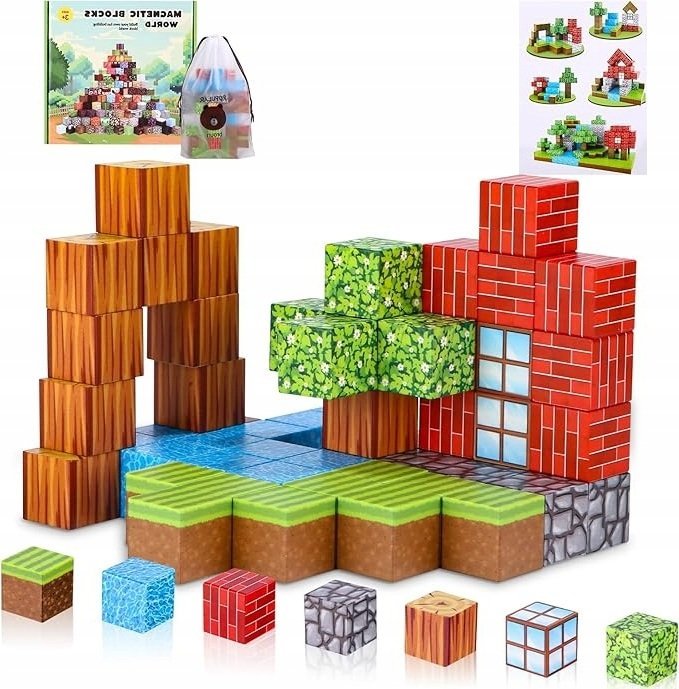 2X Magnetyczne Klocki Konstrukcyjne 100 Sztuk - Epoka Dinozaurów 3D z Wulka