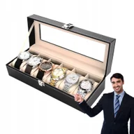 Pudełka i szkatułki - Organizer Etui Pudełko Na Zegarki Szkatułka Czarna Męski Damski Prezent - miniaturka - grafika 1