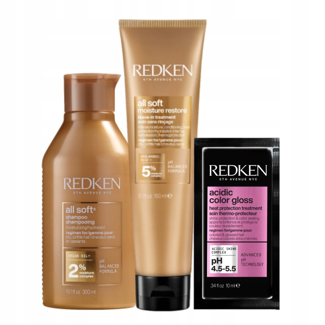 Redken All Soft Nawilżający Szampon 300ml, Krem do Włosów Suchych Zestaw