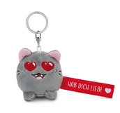 Plecaki - NICI 62061 breloczek do kluczy kot "Hab Dich lieb" 5 cm szary towarzysz do plecaka lub torby, uchwyt na klucze dla małych i dużych 62061 - miniaturka - grafika 1