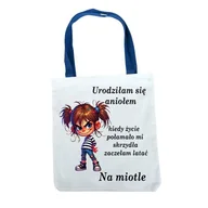 Torebki damskie - Torba na ramię uchwyt niebieski, zabawny tekst, Mi 027 - miniaturka - grafika 1