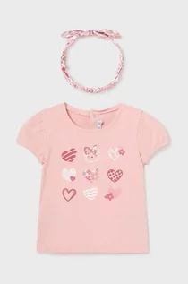 Bluzki dla dziewczynek - Mayoral bluzka niemowlęca kolor różowy z nadrukiem - grafika 1