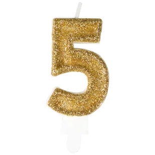 Świeczka premium cyfra 5 złoty - Urodziny dla dorosłych - miniaturka - grafika 1