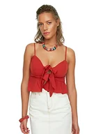 Bluzki damskie - Trendyol Women's cynamon bluzka z wiązaną flillą Blouse, brązowa, 34 - miniaturka - grafika 1