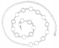 Paski - Ozdobny Pasek Damski Do Sukienki Metalowy Łańcuszek Elegancki Srebrny - miniaturka - grafika 1