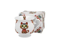 Kubki - Kubek do kawy i herbaty porcelanowy DUO retro KOT ETNO 530 ml - miniaturka - grafika 1