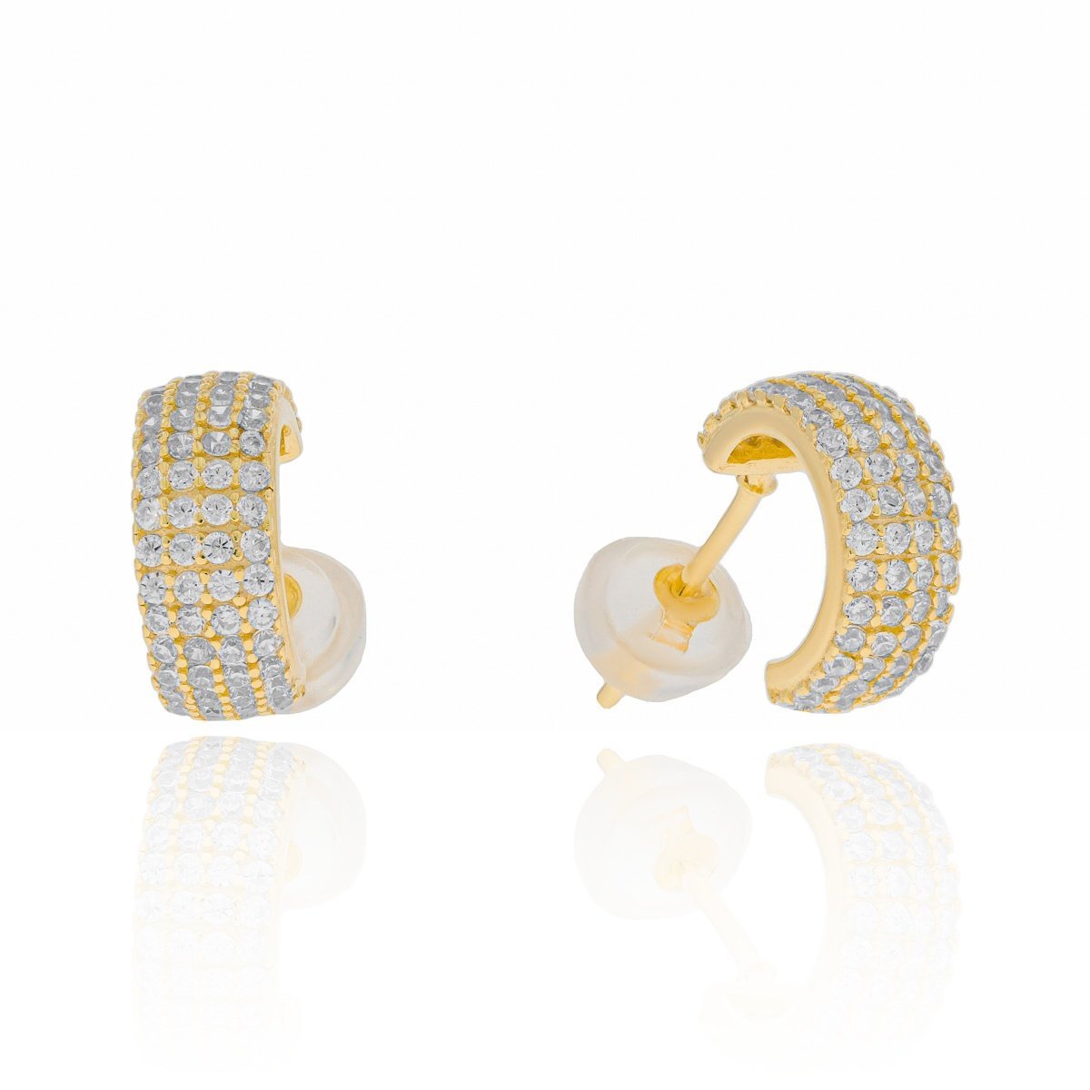 Srebrne pozłacane kolczyki prostokąty z cyrkoniami sztyfty pr. 925