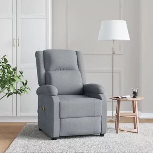vidaXL Fotel masujący, jasnoszary, obity tkaniną - Fotele - miniaturka - grafika 1