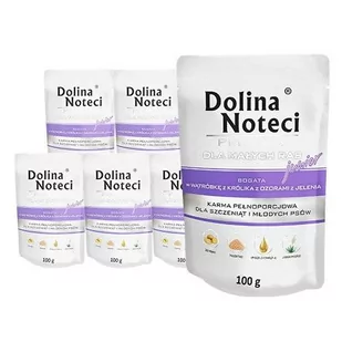 Dolina Noteci PREMIUM dla psów małych ras JUNIOR bogata w wątróbkę z królika z ozorami z jelenia saszetka 10x100g 47645-uniw - Mokra karma dla psów - miniaturka - grafika 1