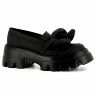 Mokasyny damskie - Czarne mokasyny na platformie CARINII - Carinii - miniaturka - grafika 1