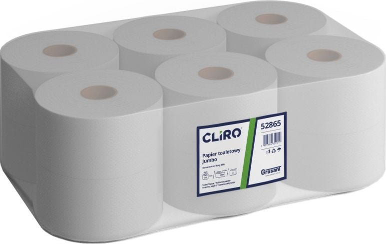 Cliro Cliro - Papier toaletowy, 2-warstwy, makulatura, 135 m, 12 rolek - 65% bieli