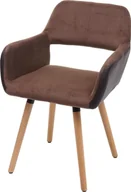 Krzesła - Krzesło do jadalni HWC-A50 II, krzesło kuchenne, design retro 50s ~ sztuczna skóra / tkanina, jasnobrązowy, jasne nogi - miniaturka - grafika 1