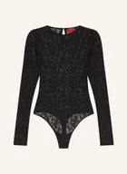 Body - Hugo Koronkowe Body Dulietta schwarz - miniaturka - grafika 1