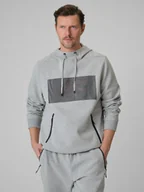 Bluzy męskie - 4F Bluza dresowa regular z kapturem męska - szara XXL - miniaturka - grafika 1