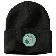 Czapki damskie - Carhartt Męska czapka z dzianiny Shamrock Patch Beanie, czarny, jeden rozmiar - miniaturka - grafika 1