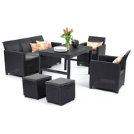 Meble ogrodowe - ALLIBERT Meble ogrodowe marie club 3-set lyon zestaw 2w1 : kolor - grafit/szary BK-014937 - miniaturka - grafika 1