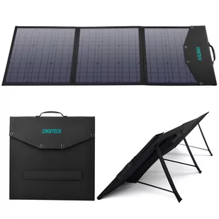 Choetech ładowarka solarna USB składana 120W DC, USB C, 2 x USB czarna (SC008) - Panele fotowoltaiczne - miniaturka - grafika 1