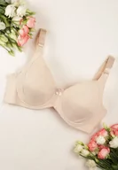 Biustonosze - Jasnobeżowy Klasyczny Biustonosz z Gładkiej Tkaniny z Regulowanymi Ramiączkami Kenle - miniaturka - grafika 1