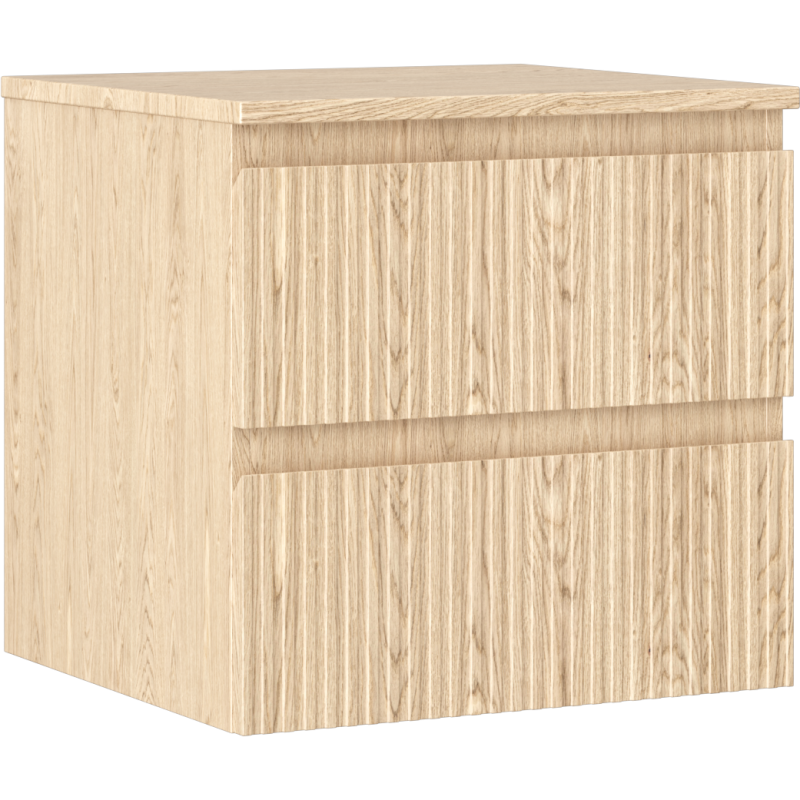 Mexen Rivel szafka łazienkowa podumywalkowa 50 cm z blatem, 2 szuflady, ryflowana , dąb - 91A20-05047-2-BFFC81