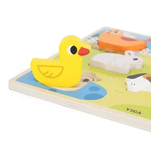 VIGA Drewniane Puzzle Układanka Montessori 2w1 Figurki Farma - Układanki dla dzieci - miniaturka - grafika 10