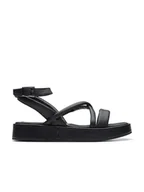 Sandały damskie - Clarks Skórzane sneakersy "Alda Cross" w kolorze czarnym - miniaturka - grafika 1