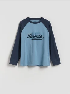 Reserved - Bawełniany longsleeve z nadrukiem - jasnoniebieski - Bluzki dla chłopców - miniaturka - grafika 1