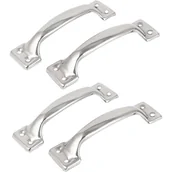 Zawiasy, okucia i inne akcesoria - Zestaw 4 uchwytów do drzwi stodołowych w stylu vintage do szafek kuchennych, środek otworu: 112 mm, żelazo w kolorze srebrnym - miniaturka - grafika 1