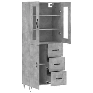 Witrynka, szarość betonu 69,5x34x180 cm materiał drewnopochodny Lumarko! - Witryny - miniaturka - grafika 5