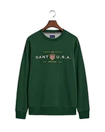 Bluzy męskie - GANT Męska bluza D1. Banner Shield C-Neck, zielona (Forest Green), standard - miniaturka - grafika 1