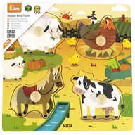 Układanki dla dzieci - VIGA Drewniane Puzzle z Pinezkami Farma 12m+ - miniaturka - grafika 1