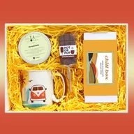 Zestawy upominkowe - Gotowy zestaw kosz box prezentowy "ChillBox ZACHÓD SŁOŃCA" herbaty smakowe PREMIUM kubek herbata Brownie czekoladowy lizak prezent upominek dla kobi.. - miniaturka - grafika 1
