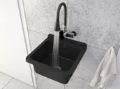 Zlewy i komory gospodarcze - ZLEWOZMYWAK czarny Zlew GOSPODARCZY do pralni KOMORA techniczna ORTA + SYFON - miniaturka - grafika 1