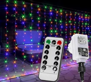 Świąteczna świetlna kurtyna - 6 x 3 m, 600 LED, kolorowy - Pozostałe oświetlenie - miniaturka - grafika 1