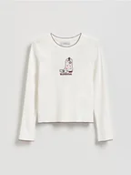 Bluzki dla dziewczynek - Reserved - Koszulka z haftem - złamana biel - miniaturka - grafika 1