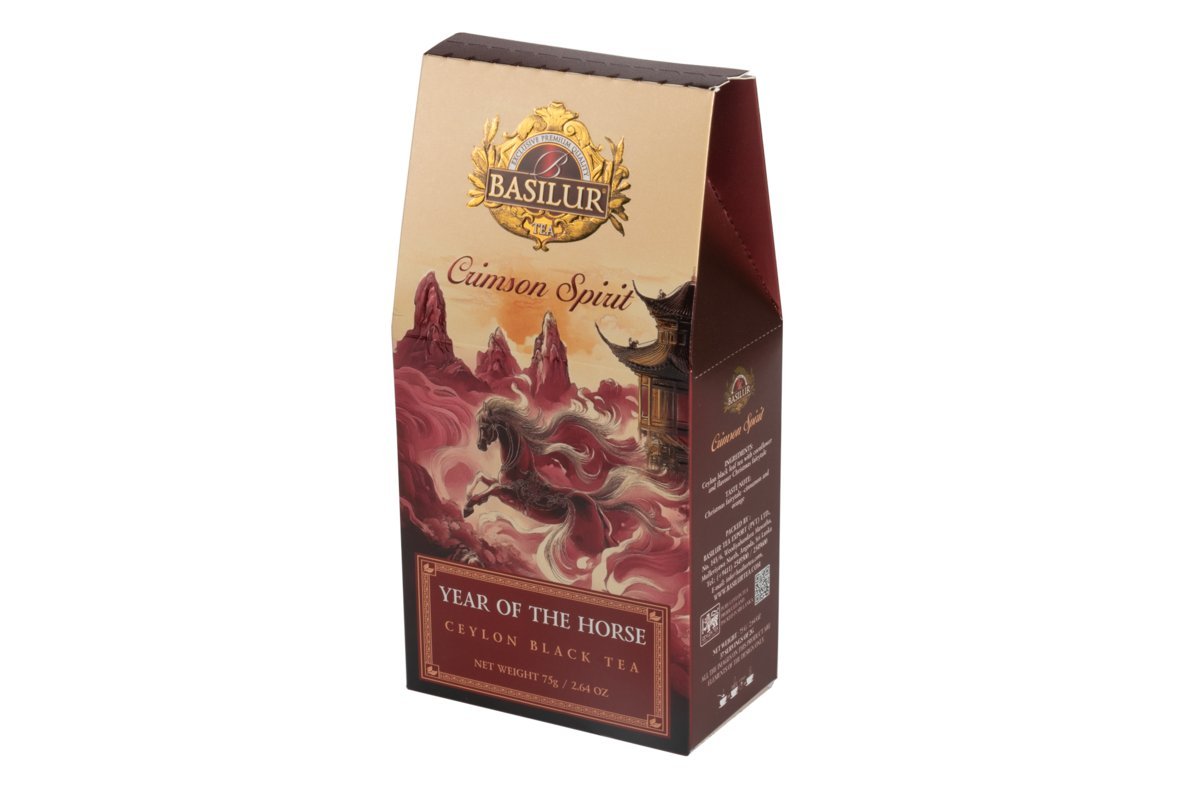 Basilur YEAR OF THE HORSE CRIMSON SPIRIT herbata czarna CYNAMON POMARAŃCZA liściasta w stożku - 75 g